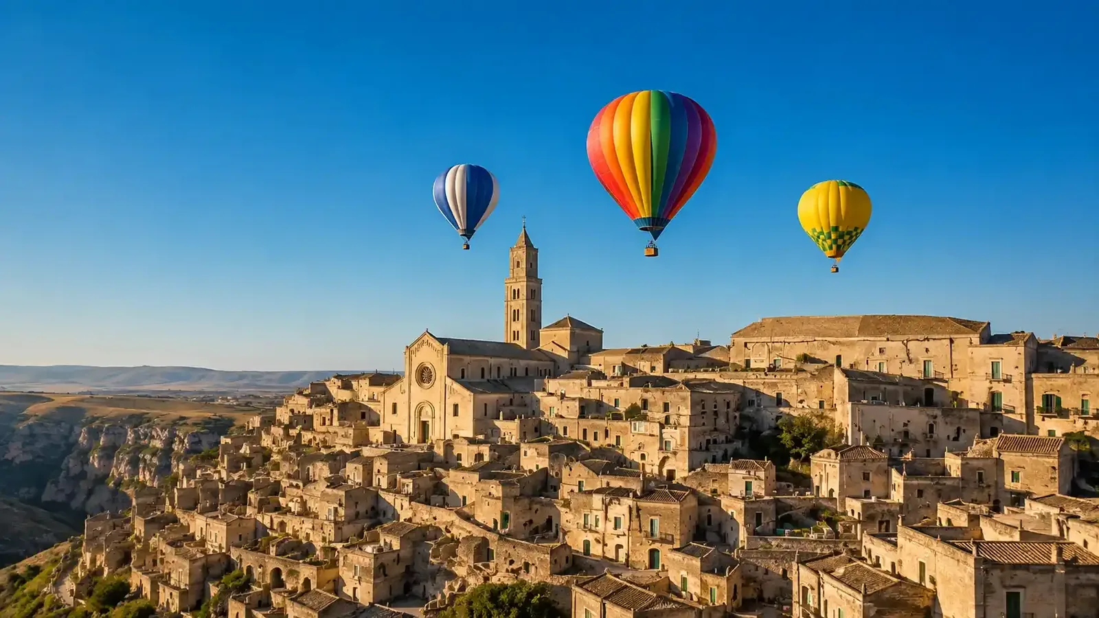 Mongolfiera su Matera e la Murgia